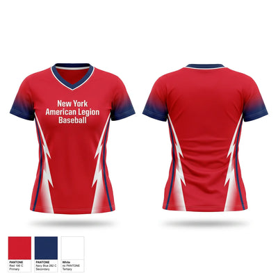 New York American Legion Baseball Women's Short Sleeve V-neck Shirt - 1