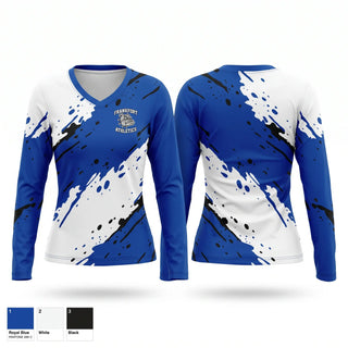 Womens Long Sleeve Vneck Shirt, Frankfort Hotdogs, Baseball, Teamtime, Team time, sublimation, custom sports apparel, team uniforms, spirit wear, spiritwear, sports uniforms, custom shirts, team store, custom team store, fundraiser sports, apparel fundraiser