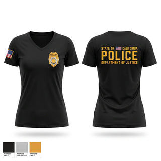 Womens Short Sleeve Vneck Shirt, CA DOJ, Police, Teamtime, Team time, sublimation, custom sports apparel, team uniforms, spirit wear, spiritwear, sports uniforms, custom shirts, team store, custom team store, fundraiser sports, apparel fundraiser