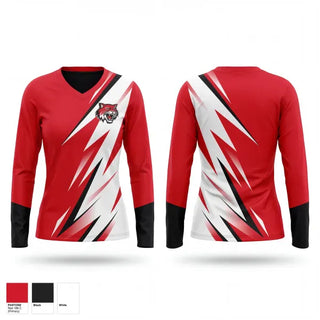 Womens Long Sleeve Vneck Shirt, Dorton Wildcats, Men's Basketball, Teamtime, Team time, sublimation, custom sports apparel, team uniforms, spirit wear, spiritwear, sports uniforms, custom shirts, team store, custom team store, fundraiser sports, apparel fundraiser