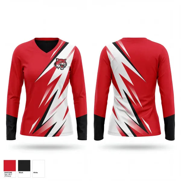 Womens Long Sleeve Vneck Shirt, Dorton Wildcats, Men's Basketball, Teamtime, Team time, sublimation, custom sports apparel, team uniforms, spirit wear, spiritwear, sports uniforms, custom shirts, team store, custom team store, fundraiser sports, apparel fundraiser