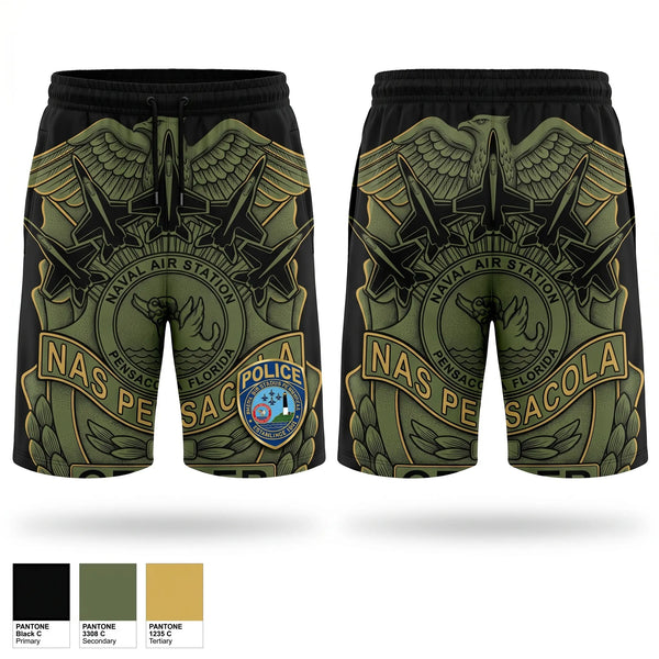 Athletic Shorts With Pockets, NAS Pensacola Police / Security Forces, Navy, Teamtime, Team time, sublimation, custom sports apparel, team uniforms, spirit wear, spiritwear, sports uniforms, custom shirts, team store, custom team store, fundraiser sports, apparel fundraiser