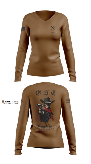 Womens Long Sleeve Vneck Shirt, BCO GSE, Army, Teamtime, Team time, sublimation, custom sports apparel, team uniforms, spirit wear, spiritwear, sports uniforms, custom shirts, team store, custom team store, fundraiser sports, apparel fundraiser