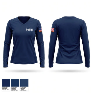 Womens Long Sleeve Vneck Shirt, Athens-Clarke County Police, Police, Teamtime, Team time, sublimation, custom sports apparel, team uniforms, spirit wear, spiritwear, sports uniforms, custom shirts, team store, custom team store, fundraiser sports, apparel fundraiser