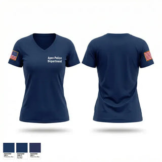 Womens Short Sleeve Vneck Shirt, Apex Police Department, Police, Teamtime, Team time, sublimation, custom sports apparel, team uniforms, spirit wear, spiritwear, sports uniforms, custom shirts, team store, custom team store, fundraiser sports, apparel fundraiser