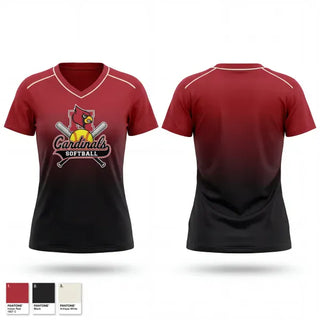 Womens Short Sleeve Vneck Shirt, Santa Clara Cardinals, Baseball, Teamtime, Team time, sublimation, custom sports apparel, team uniforms, spirit wear, spiritwear, sports uniforms, custom shirts, team store, custom team store, fundraiser sports, apparel fundraiser