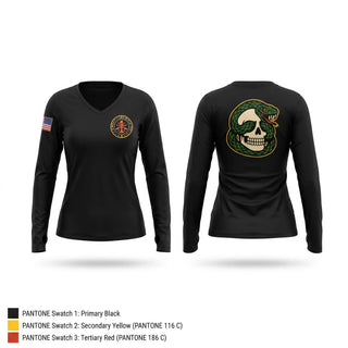 Womens Long Sleeve Vneck Shirt, HSC 1-1 SFG(A), Army, Teamtime, Team time, sublimation, custom sports apparel, team uniforms, spirit wear, spiritwear, sports uniforms, custom shirts, team store, custom team store, fundraiser sports, apparel fundraiser