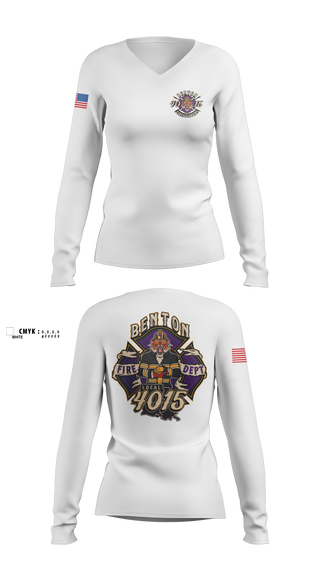 Womens Long Sleeve Vneck Shirt, Benton Fire, Fire Department, Teamtime, Team time, sublimation, custom sports apparel, team uniforms, spirit wear, spiritwear, sports uniforms, custom shirts, team store, custom team store, fundraiser sports, apparel fundraiser