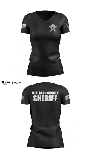 Womens Short Sleeve Vneck Shirt, Jefferson County Sheriff's Office, Police, Teamtime, Team time, sublimation, custom sports apparel, team uniforms, spirit wear, spiritwear, sports uniforms, custom shirts, team store, custom team store, fundraiser sports, apparel fundraiser