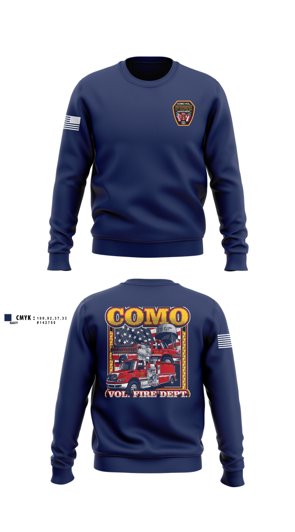 Crew Neck Sweatshirt, Como Volunteer Fire Department, Fire Department, Teamtime, Team time, sublimation, custom sports apparel, team uniforms, spirit wear, spiritwear, sports uniforms, custom shirts, team store, custom team store, fundraiser sports, apparel fundraiser