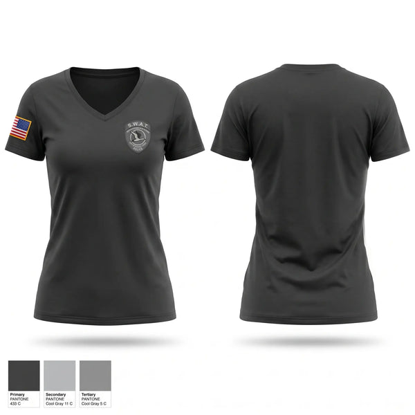 Womens Short Sleeve Vneck Shirt, S.W.A.T., Police, Teamtime, Team time, sublimation, custom sports apparel, team uniforms, spirit wear, spiritwear, sports uniforms, custom shirts, team store, custom team store, fundraiser sports, apparel fundraiser