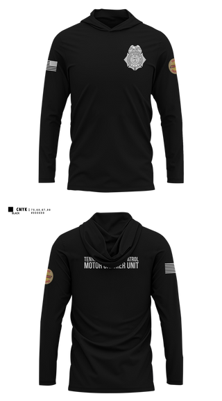 Long Sleeve Performance Shirt with hood, THP motor carrier unit, Police, Teamtime, Team time, sublimation, custom sports apparel, team uniforms, spirit wear, spiritwear, sports uniforms, custom shirts, team store, custom team store, fundraiser sports, apparel fundraiser