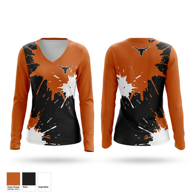 Lazbuddie longhorns Women's Long Sleeve V-neck Shirt - 1