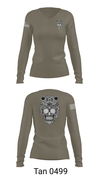 Womens Long Sleeve Vneck Shirt, 451_Los Bastardos, Army, Teamtime, Team time, sublimation, custom sports apparel, team uniforms, spirit wear, spiritwear, sports uniforms, custom shirts, team store, custom team store, fundraiser sports, apparel fundraiser