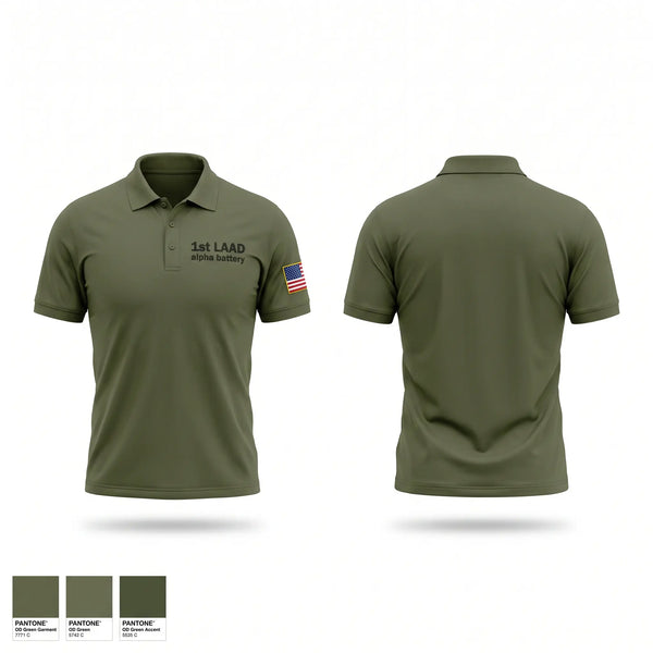 Short Sleeve Performance Polo, 1st LAAD alpha battery, Marines, Teamtime, Team time, sublimation, custom sports apparel, team uniforms, spirit wear, spiritwear, sports uniforms, custom shirts, team store, custom team store, fundraiser sports, apparel fundraiser