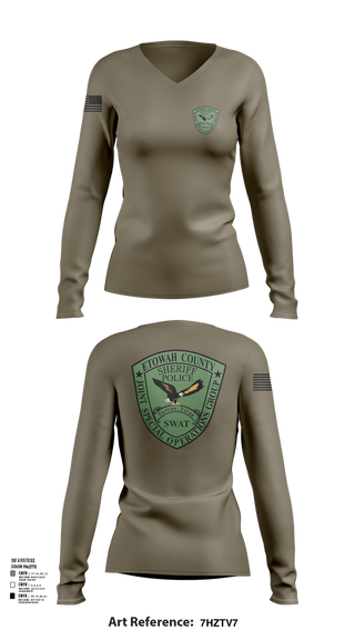 Womens Long Sleeve Vneck Shirt, Etowah County JSOG, , Teamtime, Team time, sublimation, custom sports apparel, team uniforms, spirit wear, spiritwear, sports uniforms, custom shirts, team store, custom team store, fundraiser sports, apparel fundraiser
