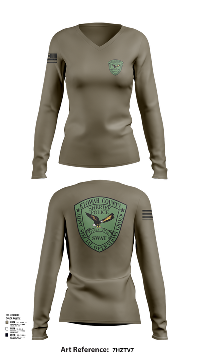 Etowah County JSOG 23168603 Women's Long Sleeve V-neck Shirt - 101