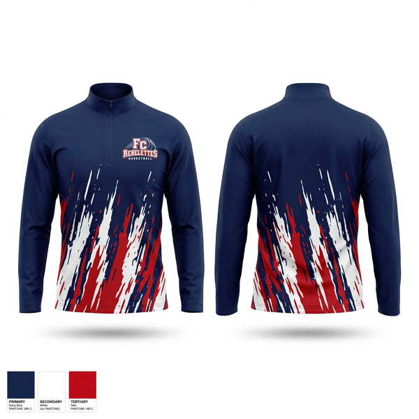 Quarter Zip Jacket, Franklin County Rebelettes, Women's Basketball, Teamtime, Team time, sublimation, custom sports apparel, team uniforms, spirit wear, spiritwear, sports uniforms, custom shirts, team store, custom team store, fundraiser sports, apparel fundraiser