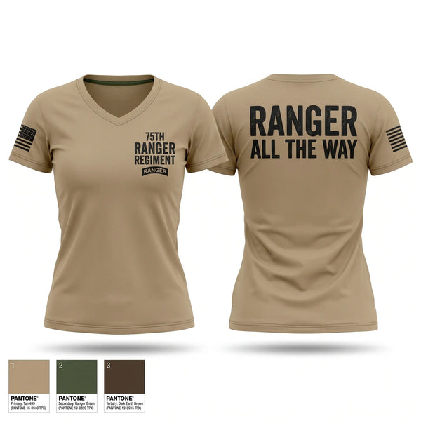 Womens Short Sleeve Vneck Shirt, 75th ranger regiment, Army, Teamtime, Team time, sublimation, custom sports apparel, team uniforms, spirit wear, spiritwear, sports uniforms, custom shirts, team store, custom team store, fundraiser sports, apparel fundraiser