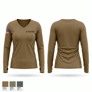 Womens Long Sleeve Vneck Shirt, 21 SOAMXS, Air Force, Teamtime, Team time, sublimation, custom sports apparel, team uniforms, spirit wear, spiritwear, sports uniforms, custom shirts, team store, custom team store, fundraiser sports, apparel fundraiser