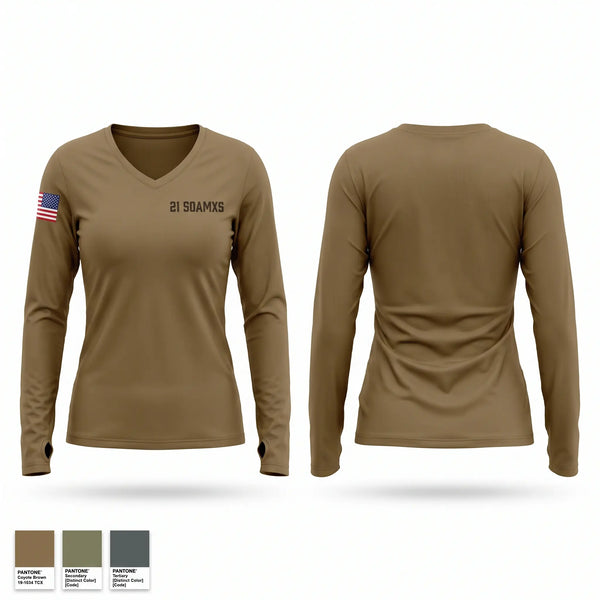 Womens Long Sleeve Vneck Shirt, 21 SOAMXS, Air Force, Teamtime, Team time, sublimation, custom sports apparel, team uniforms, spirit wear, spiritwear, sports uniforms, custom shirts, team store, custom team store, fundraiser sports, apparel fundraiser