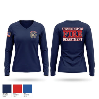 Womens Long Sleeve Vneck Shirt, Kennebunkport Fire Department, Fire Department, Teamtime, Team time, sublimation, custom sports apparel, team uniforms, spirit wear, spiritwear, sports uniforms, custom shirts, team store, custom team store, fundraiser sports, apparel fundraiser