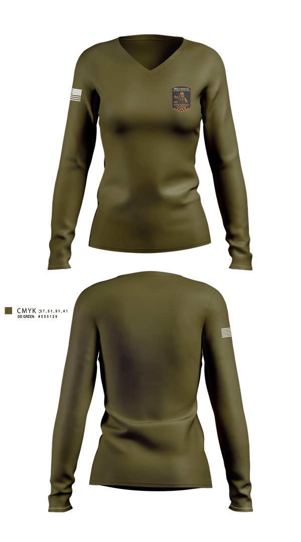 Womens Long Sleeve Vneck Shirt, Wellsville TRT, , Teamtime, Team time, sublimation, custom sports apparel, team uniforms, spirit wear, spiritwear, sports uniforms, custom shirts, team store, custom team store, fundraiser sports, apparel fundraiser