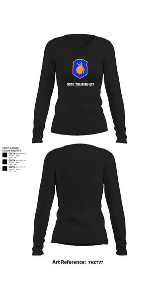 Womens Long Sleeve Vneck Shirt, 98th training div, , Teamtime, Team time, sublimation, custom sports apparel, team uniforms, spirit wear, spiritwear, sports uniforms, custom shirts, team store, custom team store, fundraiser sports, apparel fundraiser
