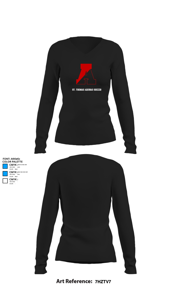 Womens Long Sleeve Vneck Shirt, St. Thomas Aquinas Soccer, Women's Soccer, Teamtime, Team time, sublimation, custom sports apparel, team uniforms, spirit wear, spiritwear, sports uniforms, custom shirts, team store, custom team store, fundraiser sports, apparel fundraiser