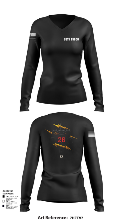 26th CM Co 80721197 Women's Long Sleeve V-neck Shirt - 101