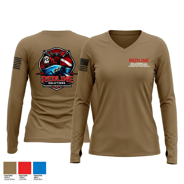 Womens Long Sleeve Vneck Shirt, Redline Solutions LLC, Fire Department, Teamtime, Team time, sublimation, custom sports apparel, team uniforms, spirit wear, spiritwear, sports uniforms, custom shirts, team store, custom team store, fundraiser sports, apparel fundraiser