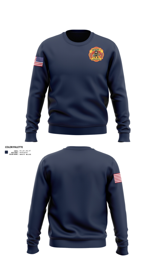 Crew Neck Sweatshirt, Camden city fire department, rescue 1, Fire Department, Teamtime, Team time, sublimation, custom sports apparel, team uniforms, spirit wear, spiritwear, sports uniforms, custom shirts, team store, custom team store, fundraiser sports, apparel fundraiser