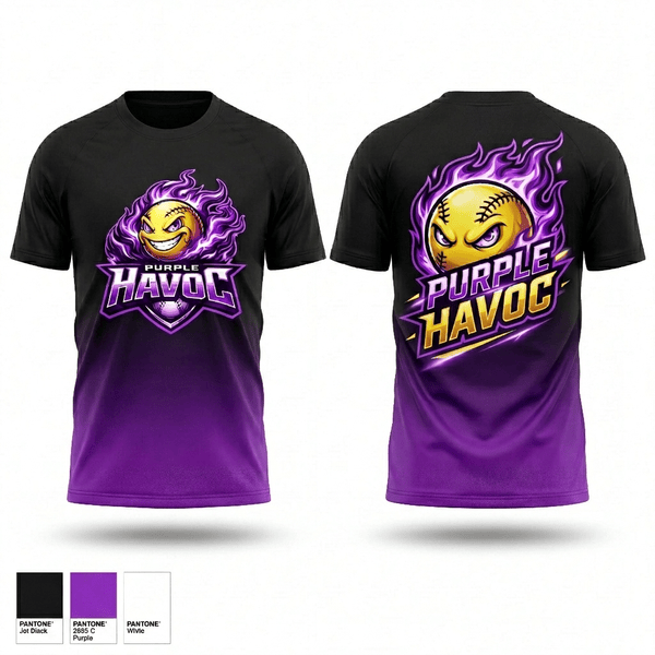 Old School Cotton Feel Shirt, Purple Havoc, Softball, Teamtime, Team time, sublimation, custom sports apparel, team uniforms, spirit wear, spiritwear, sports uniforms, custom shirts, team store, custom team store, fundraiser sports, apparel fundraiser