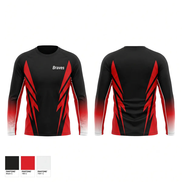 Long Sleeve Performance Shirt, Braves, Men's Soccer, Teamtime, Team time, sublimation, custom sports apparel, team uniforms, spirit wear, spiritwear, sports uniforms, custom shirts, team store, custom team store, fundraiser sports, apparel fundraiser