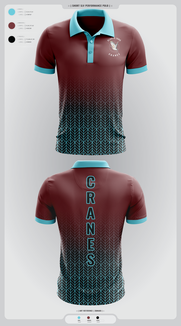Short Sleeve Performance Polo, Cranes, Spirit Store, Teamtime, Team time, sublimation, custom sports apparel, team uniforms, spirit wear, spiritwear, sports uniforms, custom shirts, team store, custom team store, fundraiser sports, apparel fundraiser