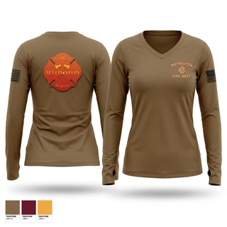 Womens Long Sleeve Vneck Shirt, Mathiston fire and rescue, Fire Department, Teamtime, Team time, sublimation, custom sports apparel, team uniforms, spirit wear, spiritwear, sports uniforms, custom shirts, team store, custom team store, fundraiser sports, apparel fundraiser