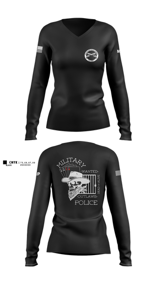 Womens Long Sleeve Vneck Shirt, 3RD PLATOON OUTLAWS, Army, Teamtime, Team time, sublimation, custom sports apparel, team uniforms, spirit wear, spiritwear, sports uniforms, custom shirts, team store, custom team store, fundraiser sports, apparel fundraiser