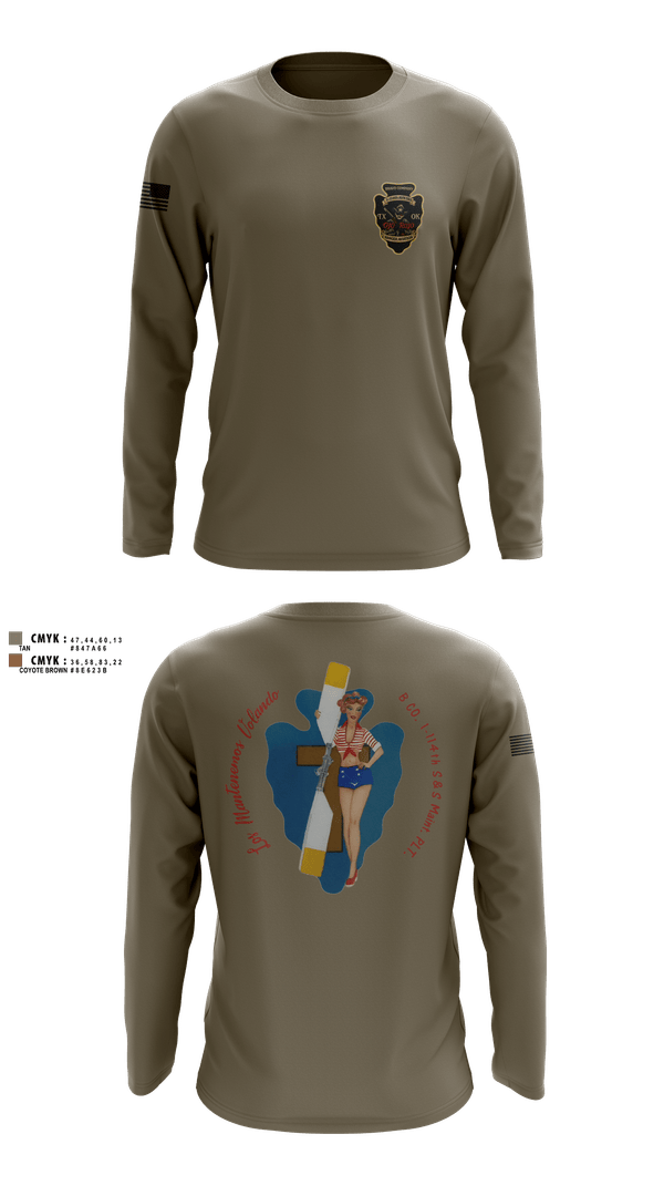 Long Sleeve Performance Shirt, B Co. 1/114th polo, Army, Teamtime, Team time, sublimation, custom sports apparel, team uniforms, spirit wear, spiritwear, sports uniforms, custom shirts, team store, custom team store, fundraiser sports, apparel fundraiser