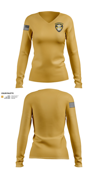 Womens Long Sleeve Vneck Shirt, Knightdale JROTC, Army, Teamtime, Team time, sublimation, custom sports apparel, team uniforms, spirit wear, spiritwear, sports uniforms, custom shirts, team store, custom team store, fundraiser sports, apparel fundraiser