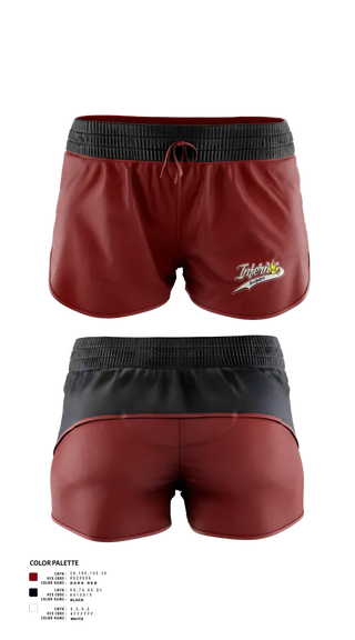Womens Shorts, Inferno, Softball, Teamtime, Team time, sublimation, custom sports apparel, team uniforms, spirit wear, spiritwear, sports uniforms, custom shirts, team store, custom team store, fundraiser sports, apparel fundraiser