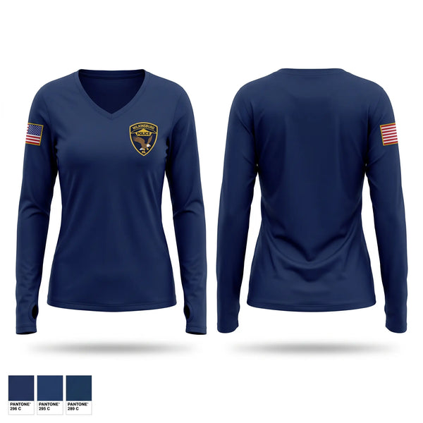 Womens Long Sleeve Vneck Shirt, Wpd, Police, Teamtime, Team time, sublimation, custom sports apparel, team uniforms, spirit wear, spiritwear, sports uniforms, custom shirts, team store, custom team store, fundraiser sports, apparel fundraiser