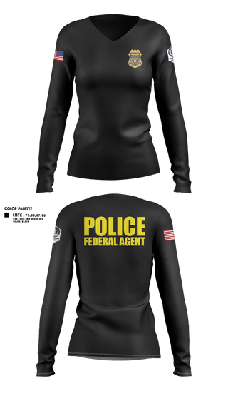 Womens Long Sleeve Vneck Shirt, IRS-CI, Police, Teamtime, Team time, sublimation, custom sports apparel, team uniforms, spirit wear, spiritwear, sports uniforms, custom shirts, team store, custom team store, fundraiser sports, apparel fundraiser