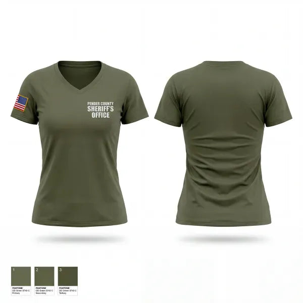 Womens Short Sleeve Vneck Shirt, Pender County Sheriff’s Office, Police, Teamtime, Team time, sublimation, custom sports apparel, team uniforms, spirit wear, spiritwear, sports uniforms, custom shirts, team store, custom team store, fundraiser sports, apparel fundraiser