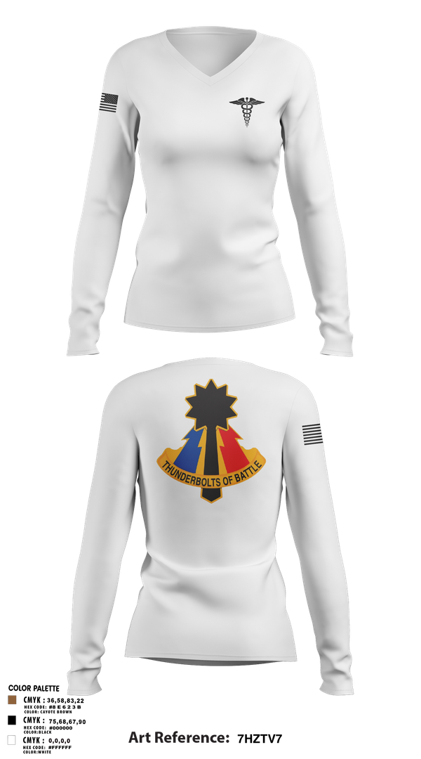 Womens Long Sleeve Vneck Shirt, 194th AR BDE HRT Medics, Army, Teamtime, Team time, sublimation, custom sports apparel, team uniforms, spirit wear, spiritwear, sports uniforms, custom shirts, team store, custom team store, fundraiser sports, apparel fundraiser