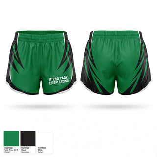Womens Shorts, Myers Park Cheerleading, Cheer, Teamtime, Team time, sublimation, custom sports apparel, team uniforms, spirit wear, spiritwear, sports uniforms, custom shirts, team store, custom team store, fundraiser sports, apparel fundraiser