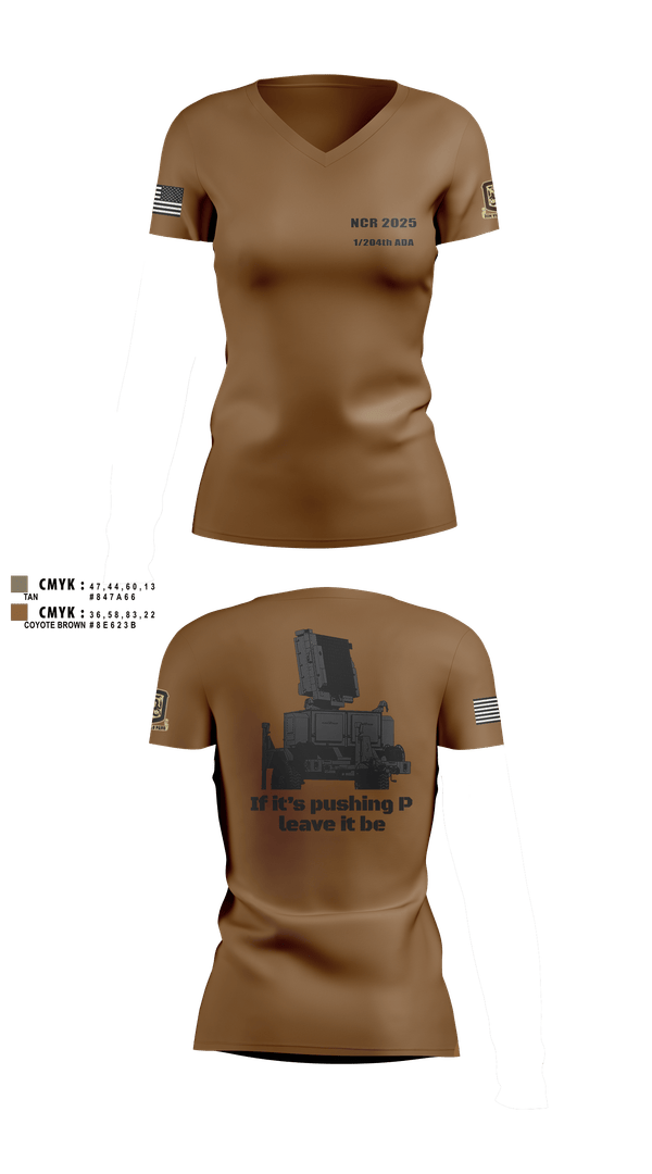Womens Short Sleeve Vneck Shirt, 1/204th ADA, , Teamtime, Team time, sublimation, custom sports apparel, team uniforms, spirit wear, spiritwear, sports uniforms, custom shirts, team store, custom team store, fundraiser sports, apparel fundraiser