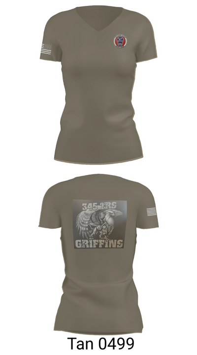 345th TRS 44562231 Women's Short Sleeve V-neck Shirt - 68