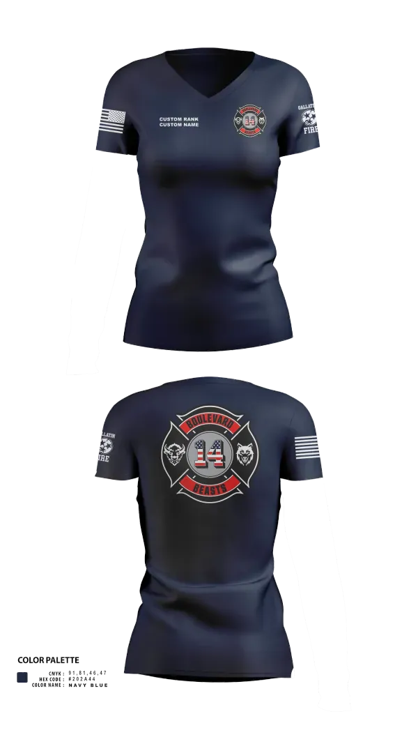 Womens Short Sleeve Vneck Shirt, Gallatin Fire Department Station 4, Fire Department, Teamtime, Team time, sublimation, custom sports apparel, team uniforms, spirit wear, spiritwear, sports uniforms, custom shirts, team store, custom team store, fundraiser sports, apparel fundraiser