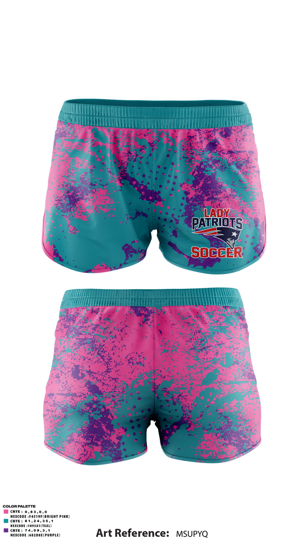 Womens Shorts, Madison Middle Lady Patriots Soccer, Women's Soccer, Teamtime, Team time, sublimation, custom sports apparel, team uniforms, spirit wear, spiritwear, sports uniforms, custom shirts, team store, custom team store, fundraiser sports, apparel fundraiser