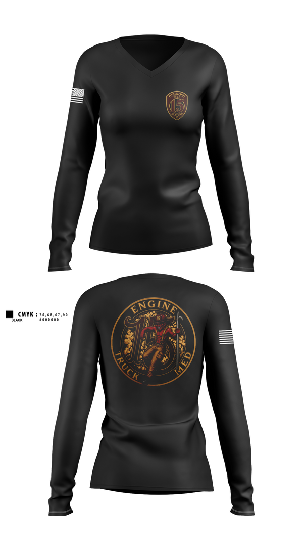 Womens Long Sleeve Vneck Shirt, Full House, Fire Department, Teamtime, Team time, sublimation, custom sports apparel, team uniforms, spirit wear, spiritwear, sports uniforms, custom shirts, team store, custom team store, fundraiser sports, apparel fundraiser